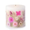Fresh Peony Pressed Flower Pillar Candle & Optional Garden Arrangement