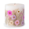 Fresh Peony Pressed Flower Pillar Candle & Optional Garden Arrangement