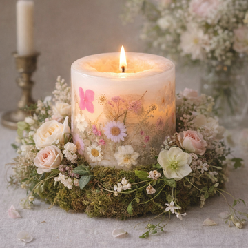 Peony Candle in an arrangement 