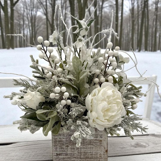 Winter Blues Upcycled Arrangement