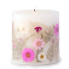 Fresh Peony Pressed Flower Pillar Candle & Optional Garden Arrangement