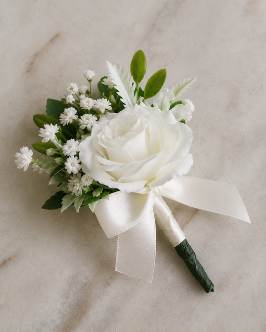 White Classic Boutonniere